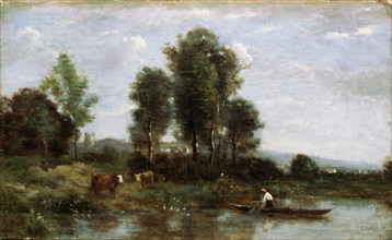 'Landscape with a River', 19th century Artist: Jean-Baptiste-Camille Corot