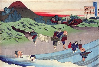 From the series Hundred Poems by One Hundred Poets: Jito Tenno, c1830.  Artist: Hokusai