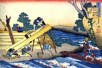 From the series Hundred Poems by One Hundred Poets: Harumichi no Tsuraki, c1830.  Artist: Hokusai