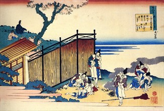 From the series Hundred Poems by One Hundred Poets: Onakatomi no Yoshinobu, c1830.  Artist: Hokusai
