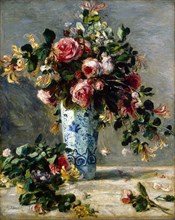'Roses and Jasmine in a Delft Vase', 1880-1881.  Artist: Pierre-Auguste Renoir