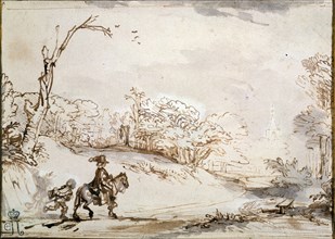 'Landscape with a Horseman', 1648-1650.  Artist: Rembrandt Harmensz van Rijn