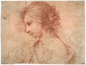 'Breast portrait of a young female', 17th century. Artist: Guercino