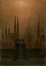 'Harbour at Night (Sisters)', 1818-1820.  Artist: Caspar David Friedrich