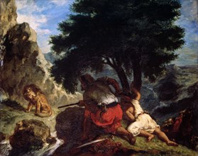 'Lion Hunt in Morocco', 1854.  Artist: Eugène Delacroix