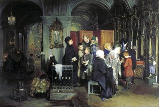 'Before the Confession', 1877.  Artist: Alexei Ivanovich Korzukhin