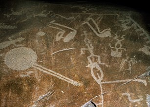 'Carved Petroglyph' (People, deers, elks, birds, boots and circles), 4th-3rd millenium BC. Artist: Unknown