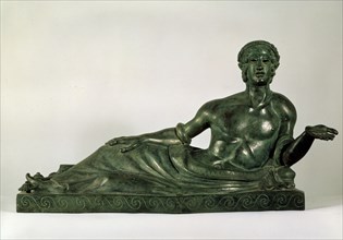'Cinerary Urn in the form of a reclining Youth (Etruria)', early 4th century BC. Artist: Unknown