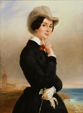 'Portrait of the actress of the Imperial theatre Vera Samoylova', 1840s.  Artist: Eugene Pluchart