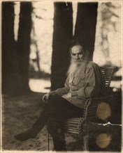 Russian author Leo Tolstoy, Yasnaya Polyana, near Tula, Russia, 1908. Creator: Sergey Mikhaylovich Prokudin-Gorsky.