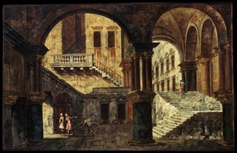 'Courtyard with a Staircase', 1730s. Artist: Michele Marieschi