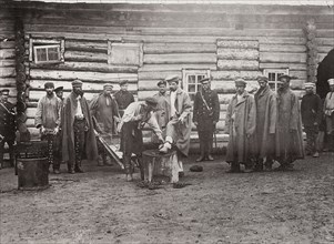 The chaining of prisoners, Sakhalin, Russia, 1890s. Artist: Innokenty Ignatievich Pavlovsky