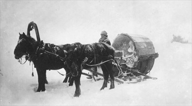 Horse-drawn sledge (kibitka), Siberia, Russia, 1890s. Artist: Unknown