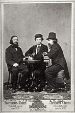 Violinist Johann Pickel with composers Eduard Nápravník and Anatoly Lyadov, 19th century. Artist: Unknown