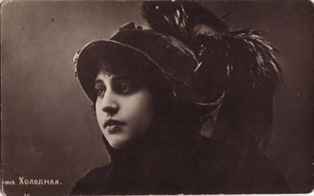 Vera Kholodnaya, Russian silent film actress, 1910s.  Artist: Sakharov & Orlov