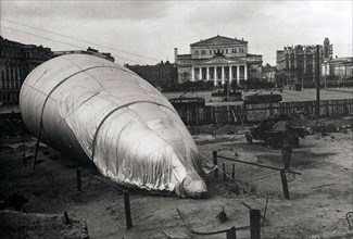 Barrage balloon at the Bolshoi Theatre, Moscow, USSR, 1942. Artist: Unknown