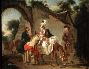 'Farewell to the Wet Nurse', 1777.  Artist: Etienne Aubry