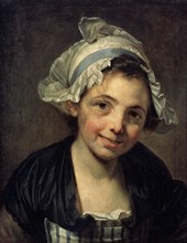 'Girl in a Bonnet', 1760s. Artist: Jean-Baptiste Greuze