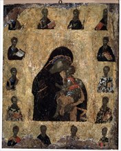 'Virgin of Tenderness with the Saints' (The Virgin Eleusa), Byzantine icon, 14th century. Artist: Unknown