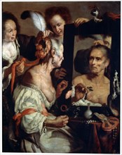 'Old Coquette' (Vanitas), after 1630.  Artist: Bernardo Strozzi
