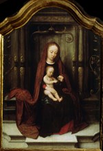 'The Virgin and Child Enthroned', 16th century. Artist: Adriaen Isenbrandt