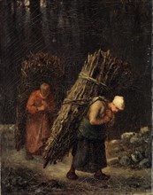 'Peasant Girls with Brushwood', c1852. Artist: Jean Francois Millet