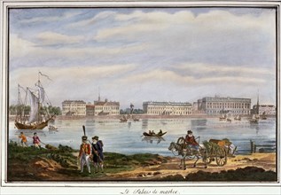 The Marble Palace and the Neva Embankment, St Petersburg, Russia, 1822. Artist: Anon