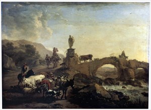 'Italian landscape with a Small Bridge', 1656. Artist: Nicolaes Berchem