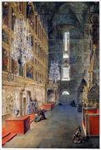 'Interior in the Assumption Cathedral in the Moscow Kremlin', 1819. Artist: Fyodor Yakovlevich Alexeev