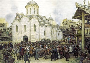 'Khan Tokhtamysh's invasion of Moscow in 1382', 1918. Artist: Apollinary Vasnetsov