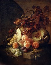 'Still Life with Peaches', late 17th or early 18th century.   Artist: Jan Frans van Son