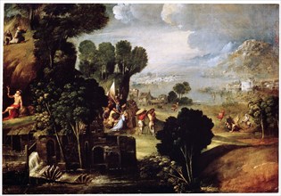 'Landscape with Scenes from Lives of the Saints', c1530. Artist: Circle of Dosso Dossi