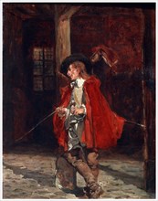 'Bretteur (Swordsman) in a Red Cloak', 19th century. Artist: Jean Louis Ernest Meissonier