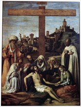 'The Lamentation over Christ with a Carmelite Monk', c1510. Artist: Giovanni Battista Cima da Conegliano