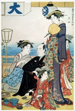 'Women of the Gay Quarters', (diptych, right part), late 18th or early 19th century. Artist: Torii Kiyonaga