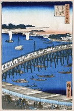 River Bank at Ryogoku Bridge (One Hundred Famous Views of Edo), 1856-1858.  Creator: Hiroshige, Utagawa (1797-1858).
