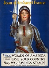 Joan of Arc saved France, Women of America, save your country poster, 1918.  Creator: Coffin, Haskell (1878-1941).