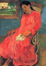 Woman in Red Dress', 1891. Creator: Gauguin, Paul Eugéne Henri (1848-1903).