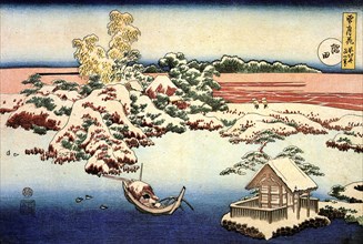 Snowscape by the Sumida River, c1832. Creator: Hokusai, Katsushika (1760-1849).
