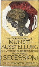 Plakat to the first international exhibition of art, Secession, 1893.  Creator: Stuck, Franz, Ritter von (1863-1928).