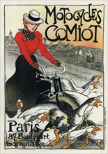 Motocycles Comiot', advertising poster, 1899. Creator: Steinlen, Théophile Alexandre (1859-1923).