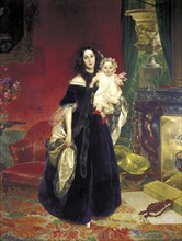 Maria Arkadyevna (Stolypina) Beck (1819-1889) with her Daughter, 1840.  Creator: Briullov, Karl Pavlovich (1799-1852).