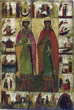 The Saints Boris and Gleb', 14th century. Creator: Russian icon.