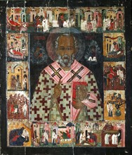 Saint Nicholas with Scenes from His Life, 16th century.  Creator: Russian icon.