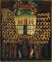 The Saints of the Kiev Monastery of the Caves, second half of the 18th century. Creator: Russian icon.