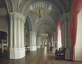 The Gothic Hall in the Winter Palace in Saint Petersburg, 1840s.  Creator: Yushkov, Fyodor Osipovich (1819-1876).
