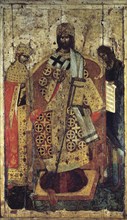 The King of Kings (Upon the right Hand did Stand the), 14th century.  Creator: Russian icon.