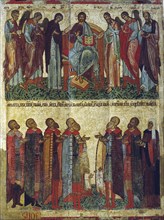 The Praying Novgorodians, 1467.  Creator: Russian icon.