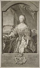 Portrait of Johanna-Elizabeth, Electress of Anhalt-Zerbst (1712-1760), Mother of Catherine II, 1756. Creator: Bernigeroth, Johann Martin (1713-1767).