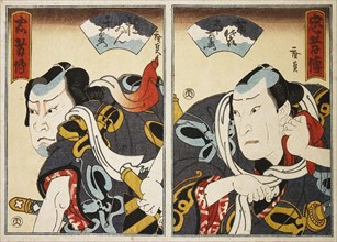 The Actor Jitsukawa Ensaburo and an Unknown Actor (Diptych), 1847.  Creator: Hirosada, Konishi (Gosotei) (ca. 1810-1864).